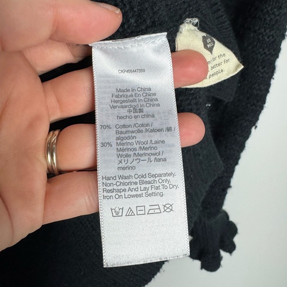 MADEWELL Ruffle-Neck Pullover Sweater in Cotton-Merino Yarn Size XSmall - Picture 7 of 9